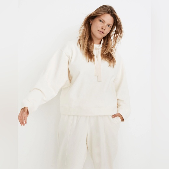 Madewell MWL Ribbed Funnelneck Sweatshirt in Ivory - Picture 2 of 10